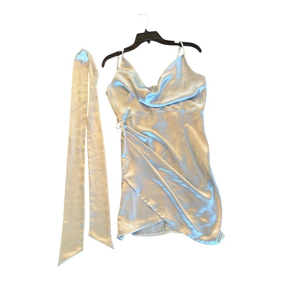 MABLE Light Blue Satin Mini Dress-Size Medium - Picture 5 of 7